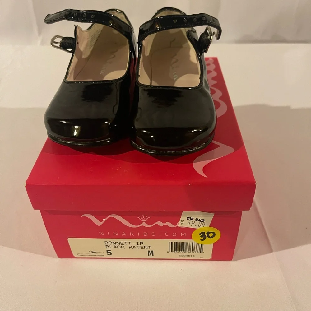 Nina Bonnnett-Black Patent Baby Dress Shoe Size 5M